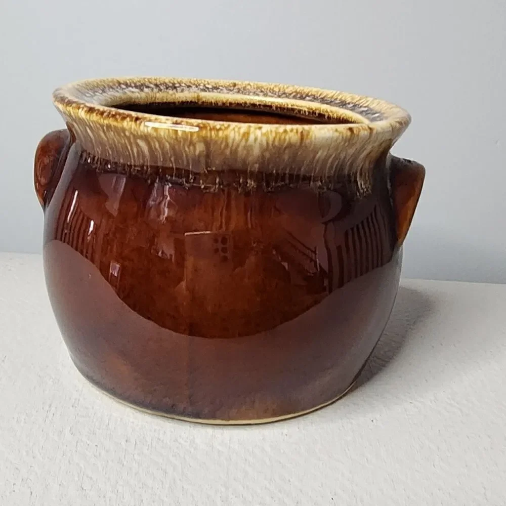 Vintage Hull Pottery Brown Drip Oven Proof Individual Bean Pot No Lid